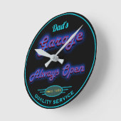 Pap's Garage Blue Neon kijk naar elke datum - Ronde Klok (Hoek)