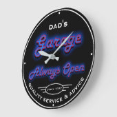 Pap's Garage Blue Neon Zoek een datum en naam Grote Klok (Hoek)