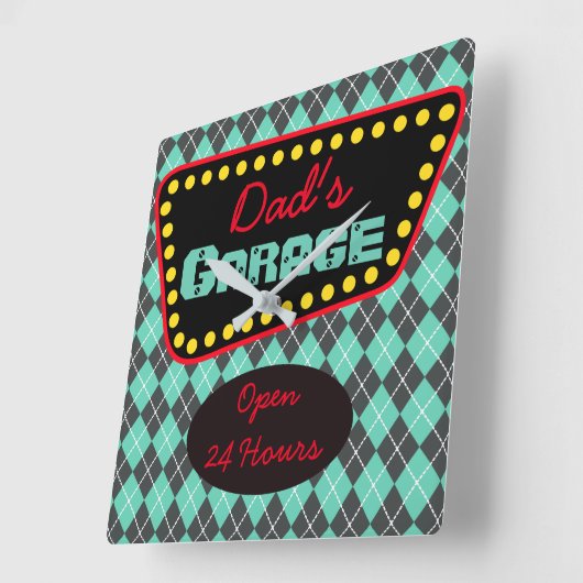 Pap's Garage Clock Vierkante Klok (Hoek)