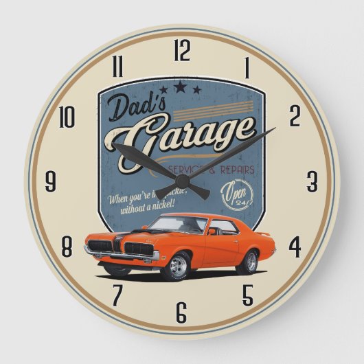 Pap's Garage Cougar Large Clock Grote Klok (Voorkant)