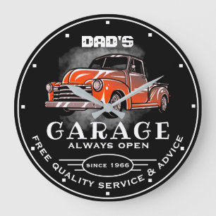 Pap's Garage Elke naam altijd Slogan 50's Chev ope Grote Klok