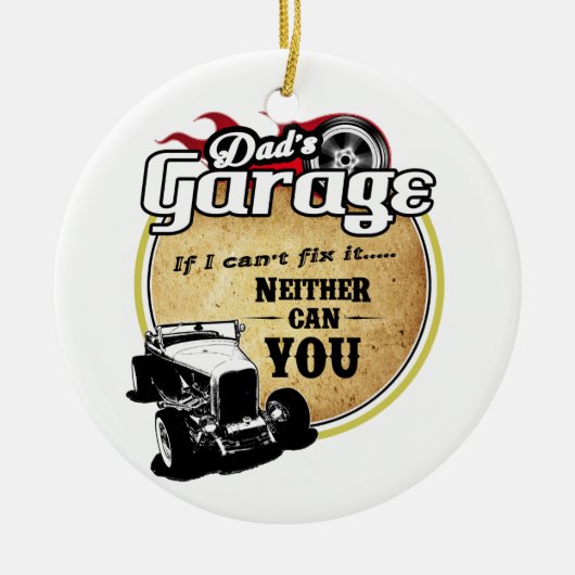 Pap's Garage Hot Rod Keramisch Ornament (Voorkant)