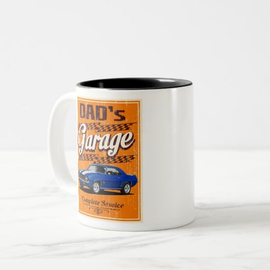 Pap's Garage met Muscle Tweekleurige Koffiemok (Voorkant links)