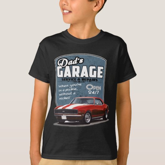 Pap's Garage Red Camaro T-shirt (Voorkant)