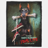 Pap's Stuff, Uw leven: Dobermann & Bone - Funny Fleece Deken (Voorkant)