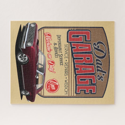 Pap's valkspier Car Garage Jigzaag Puzzle Legpuzzel (Horizontaal)