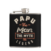 Papu The Man Myth Legend Grandpa Gift Mannen Vader Heupfles (Voorkant)