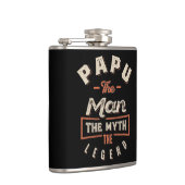 Papu The Man Myth Legend Grandpa Gift Mannen Vader Heupfles (Rechts)