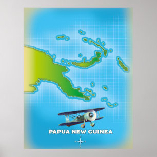 papua nieuwe guinee - kaart . poster