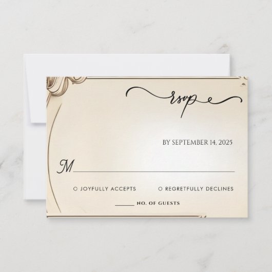 Papyrus Retro Vellum Overlay Bruiloft RSVP Kaartje (Voorkant)