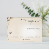 Papyrus Retro Vellum Overlay Bruiloft RSVP Kaartje (Staand voorkant)