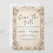 Papyrus Retro Vellum Overlay Bruiloft Save The Date (Voorkant)