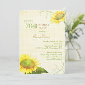 Papyrus Zonnebloemen 70ste Verjaardagsfeest Kaart (Staand voorkant)