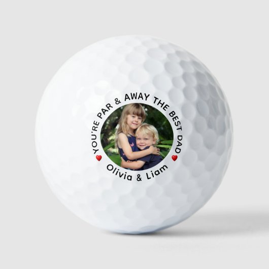 "Par & Away the Best Dad" Gepersonaliseerde golfba Golfballen (Voorkant)