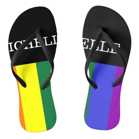 Par de Chinelos Orgulho Gay Rainbow Personalizado Teenslippers (Voetbed)