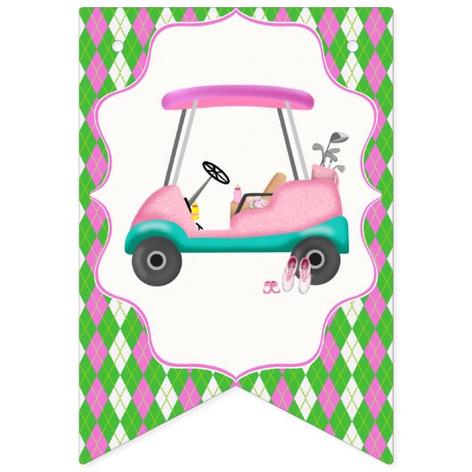 Par-Fect Day Elegant Golfkar Klaar Baby shower Vlaggetjes (Eerste vlag)