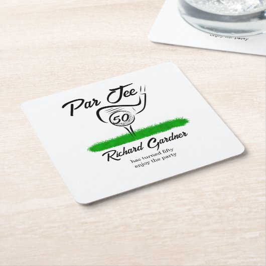 Par Off for an UnForeGettable 50th Birthday Party Kartonnen Onderzetters (Schuin)