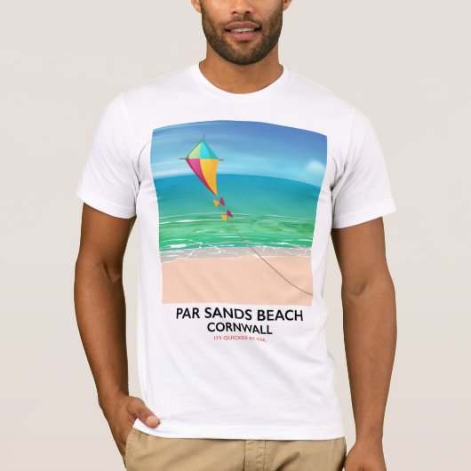 Par Sands Beach Cornwall strand reisposter T-shirt (Voorkant)