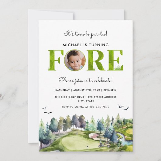 Par-t-shirt 4th Birthday Golf Eerste Verjaardag Fo Kaart (Voorkant)