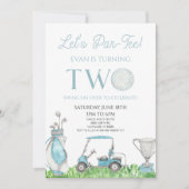 Par-T-shirt Blue Golf 2e verjaardagsfeest Kaart (Voorkant)