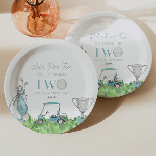Par-T-shirt Blue Golf 2e verjaardagsfeest Papieren Bordje