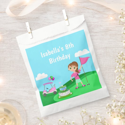 Par-T-shirt Chibi Girl Verjaardag Golffeest Bedankzakje (Geknipt)