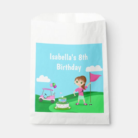 Par-T-shirt Chibi Girl Verjaardag Golffeest Bedankzakje (Voorkant)