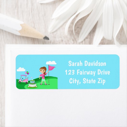 Par-T-shirt Chibi Girl Verjaardag Golffeest Etiket (Insitu)