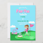 Par-T-shirt Chibi Girl Verjaardag Golffeest Kaart (Voorkant)