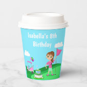 Par-T-shirt Chibi Girl Verjaardag Golffeest Papieren Bekers (Voorkant)