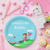 Par-T-shirt Chibi Girl Verjaardag Golffeest Papieren Bordje (Feest)