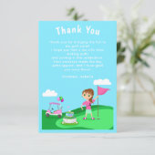 Par-T-shirt Chibi Girl Verjaardagsgolf Dankkaart Bedankkaart (Staand voorkant)