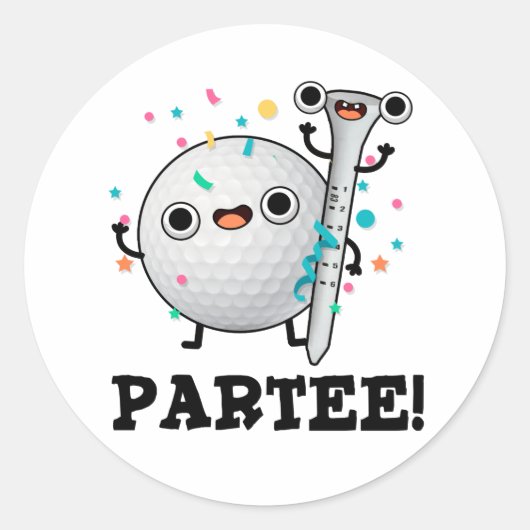 Par-T-shirt Funny Golf Pun Ronde Sticker (Voorkant)