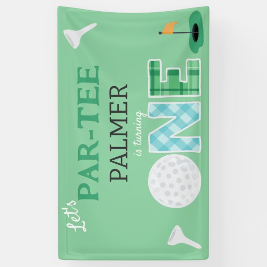 Par-t-shirt Golf 1e Verjaardag Golffeest Spandoek (Verticaal)