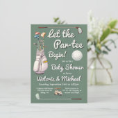 Par-t-shirt Golf Baby shower Kaart (Staand voorkant)