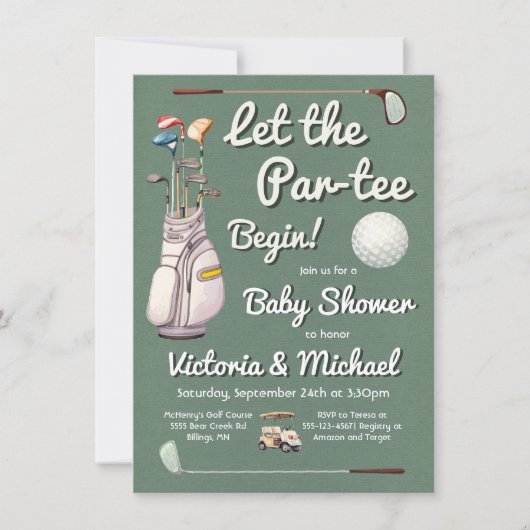 Par-t-shirt Golf Baby shower Kaart (Voorkant)