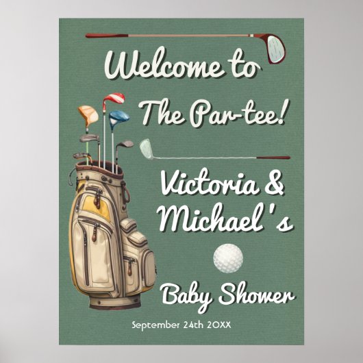 Par-t-shirt Golf Baby shower Welkomstbord Poster (Voorkant)