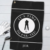 Par T-shirt Golfer Funny Humor Monogram Black voor Golfhanddoek