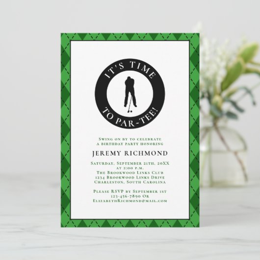 Par T-shirt Golfer Funny Humor Verjaardagsfeestje Kaart (Staand voorkant)