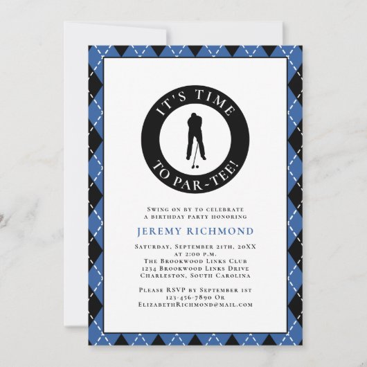 Par T-shirt Golfer Plaid Grappig Verjaardagsfeestj Kaart (Voorkant)