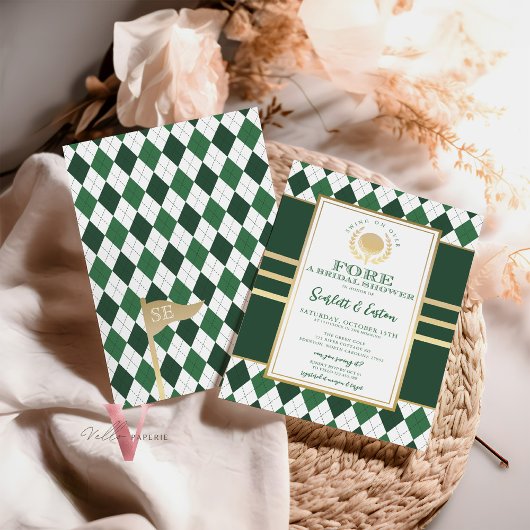 PAR-T-SHIRT Green Golf BRIDAL Douche Uitnodiging