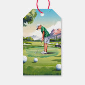 Par-T-shirt op de Green Golf Birthday Bash Cadeaulabel (Achterkant)