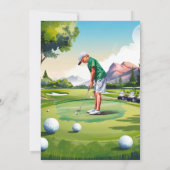 Par-T-shirt op de Green Golf Boy Verjaardag Bash Kaart (Achterkant)