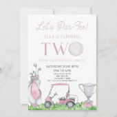 Par-T-shirt Pink Golf 2e verjaardagsfeest Kaart (Voorkant)