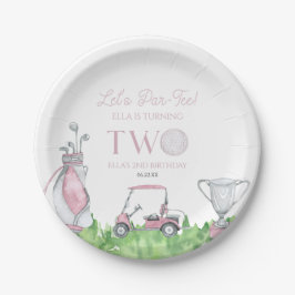Par-T-shirt Pink Golf 2e verjaardagsfeest Papieren Bordje