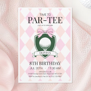 Par-T-shirt Roze Golf 8e verjaardagsfeest Kaart