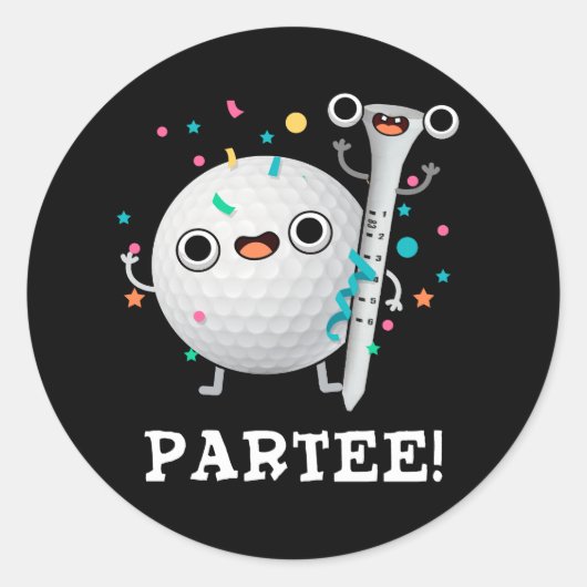 Par-T-shirt schattige Golf Pun Dark BG Ronde Sticker (Voorkant)