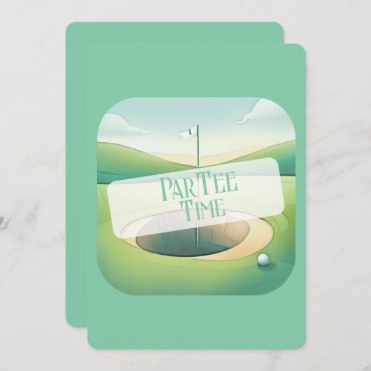Par-T-shirt Time Golf Thema Verjaardagsuitnodiging Kaart (Voorkant / Achterkant)