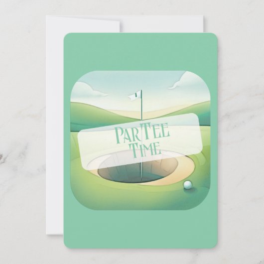 Par-T-shirt Time Golf Thema Verjaardagsuitnodiging Kaart (Voorkant)
