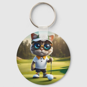 Par-t-shirt Time: The Cool Cat’s Golf Swing! Sleutelhanger